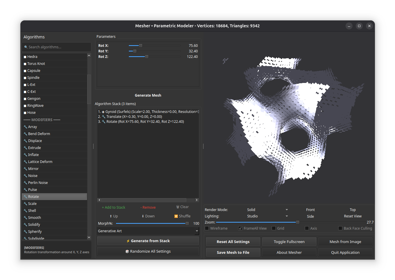 Mesher Parametric Modeler Application Screenshot